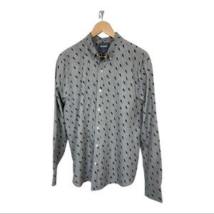 BONOBOS Men’s Standard Fit Long Sleeve Button Down Shirt Gray/Black Size Large